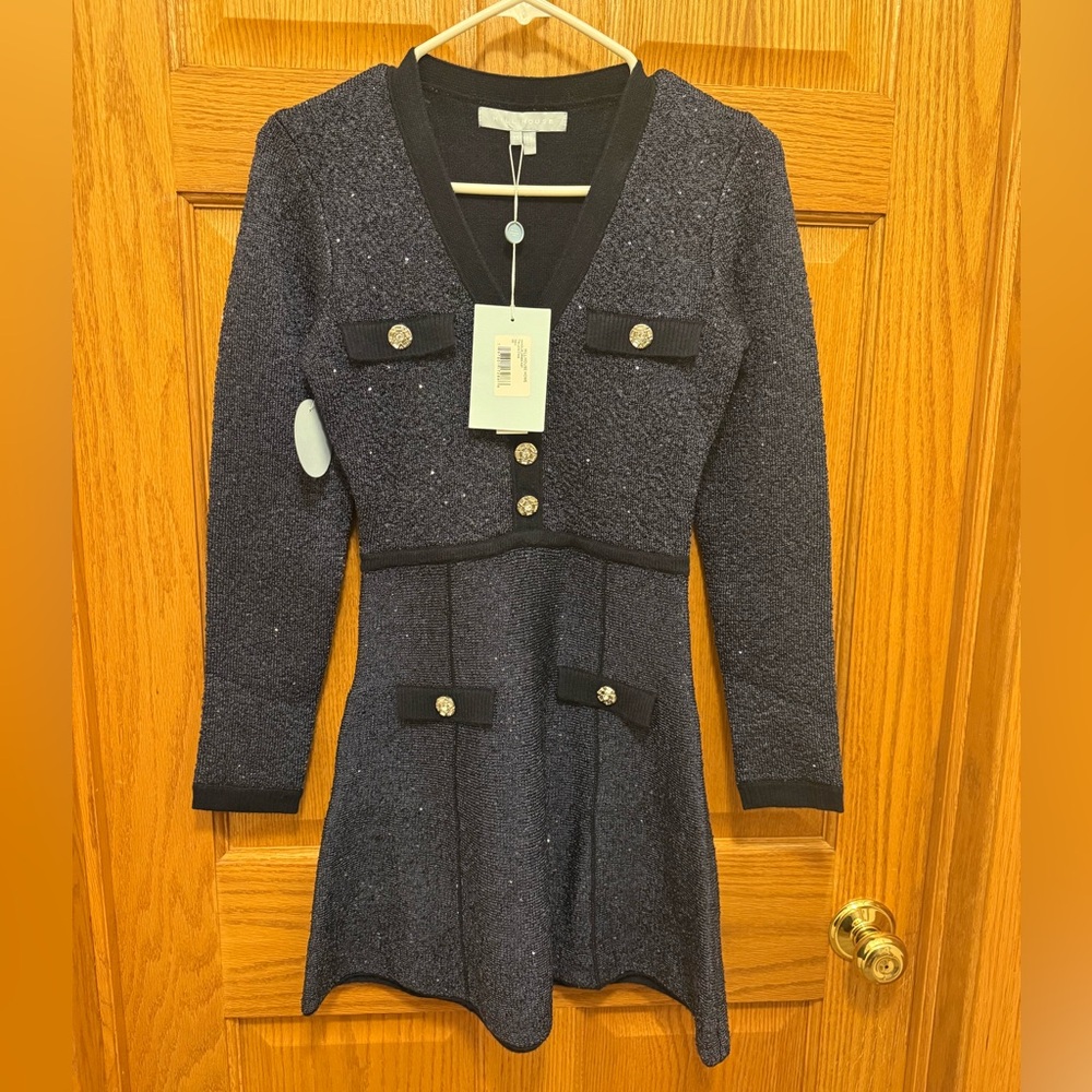 NWT Hill House Home The Lana Dress in Navy Sequin Navy Blue Size XS